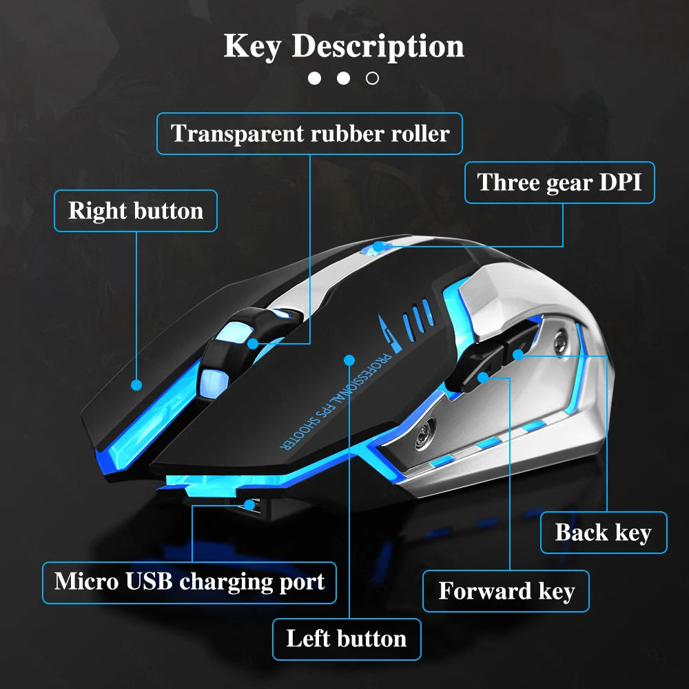 Gaming Mouse Rechargeable 2.4G Goojodoq