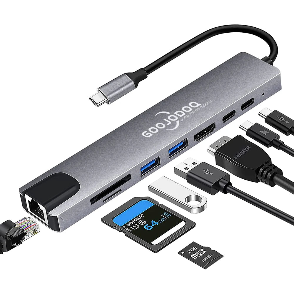 8 in 1 Hub USB C 4K Goojodoq