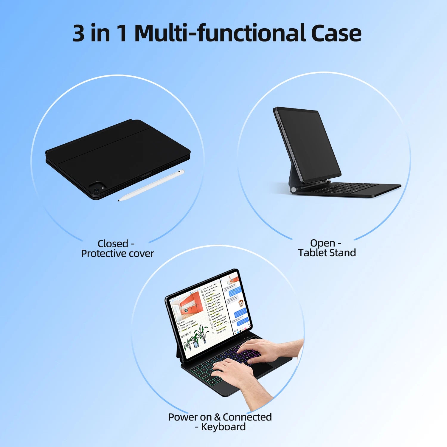 Case with Keyboard Case for iPad Goojodoq