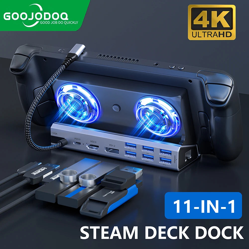 Steam Deck Game Docking Station 4K HD with Cooler Goojodoq